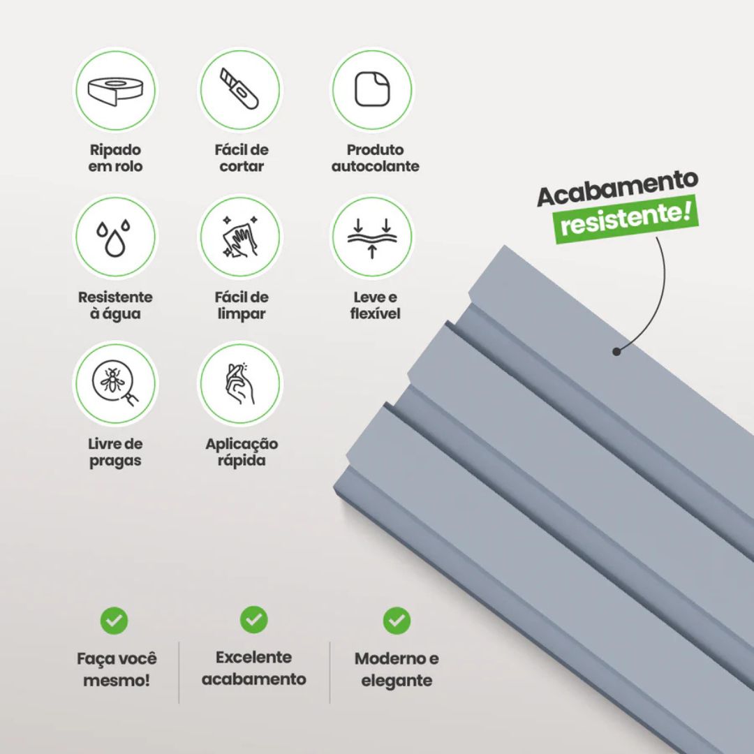 MEU RODAP� - PAINEL RIPADO EVA AUTOCOLANTE LINHA PLAY AZUL 10CM X 1CM X 10MT